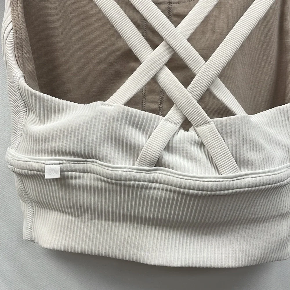 Lululemon Energy Ribbed Textured Racerback Sports Bra White 2 - Picture 5 of 6
